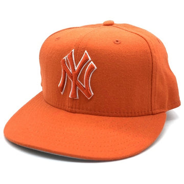 90's New Era ニューエラ MLB ニューヨーク・ヤンキース 59FIFTY ベースボールキャップ オレンジ ウール USA製 Size 7 1/8 (56.8cm) 福生店
