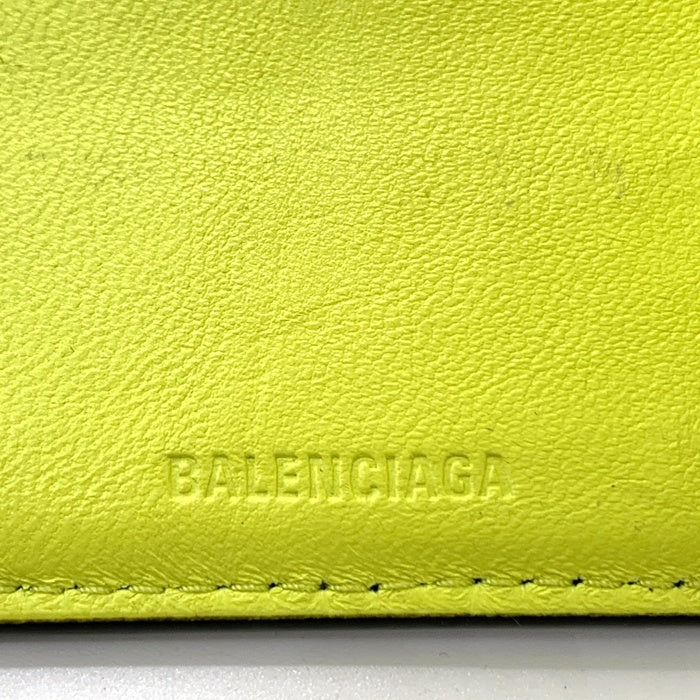 BALENCIAGA バレンシアガ レザーウォレット 二つ折り財布 ブラック イエロー 664038 福生店