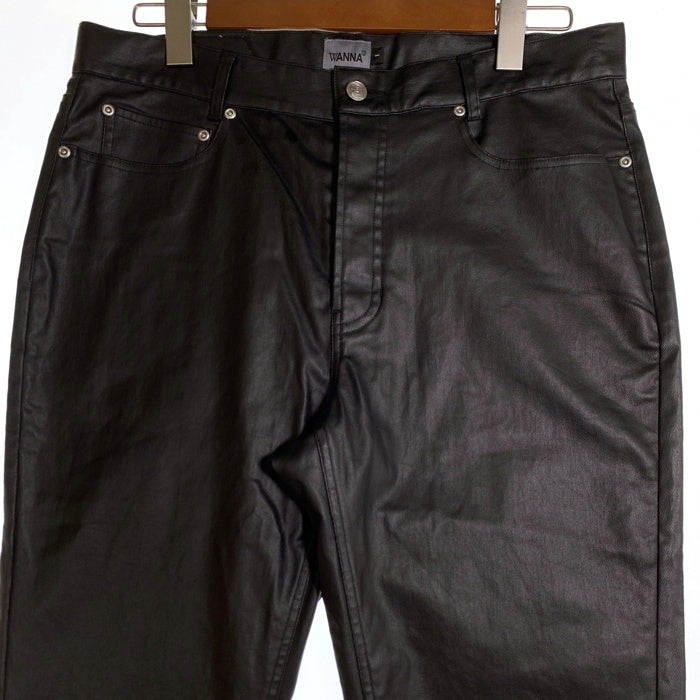 WANNA ワナ ECO LEATHER “CULT TRUE” FRONT FLARED PANTS エコレザー フロント フレアドパンツ ブラック Size 1 福生店