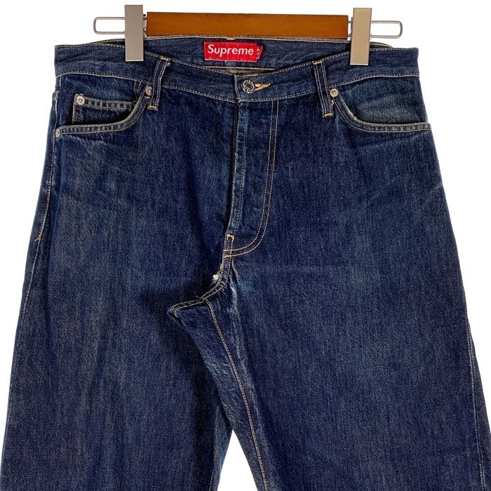 SUPREME シュプリーム オールド 5ポケット デニムパンツ ストレート インディゴ 紙タグ 赤耳 2ND WASH S206 USA製 Size 32 福生店