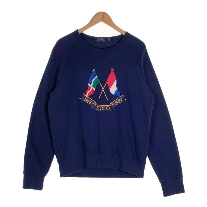 POLO RALPH LAUREN ポロ ラルフローレン クロスフラッグ クルーネック スウェット トレーナー ネイビー Size M 福生店