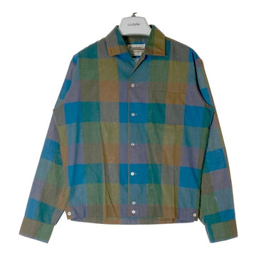 Cambridge ケンブリッジ 60's~70's オープンカラー ボックスカット パネルチェック 長袖シャツ ブルー sizeM 瑞穂店