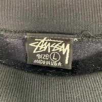 80-90's STUSSY ステューシー BURLY THREADS 両面プリント クルーネックスウェットトレーナー ブラック USA製 オールド Size L 福生店