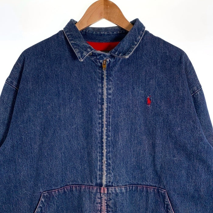 Polo Ralph Lauren ポロラルフローレン デニム ジップアップジャケット スウィングトップ インディゴ USA製 Size XL 福生店