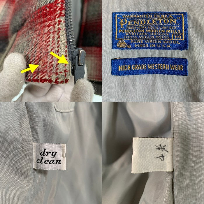 70`s PENDLETON ペンドルトン オンブレチェック  ウールジップアップジャケット レッド USA製 Size M 福生店