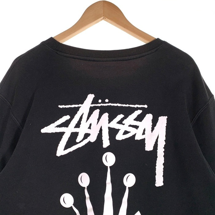 STUSSY ステューシー ロゴ 王冠 バックプリント クルーネックスウェット ブラック Z3000SAS19 Size L 福生店
