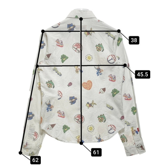 HYSTERIC GLAMOUR ヒステリックグラマー FANCY EMBLEM 総柄プリントシャツ ホワイト 01223AH04 Size S 瑞穂店