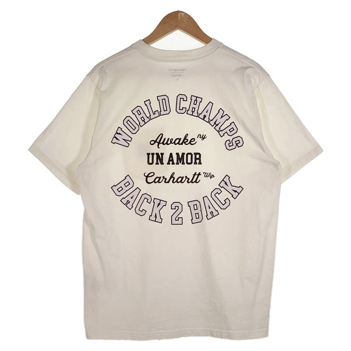 Carhartt W.I.P カーハート AWAKE NY アウェイク POKET T-SHIRT ポケットTシャツ バックプリント ホワイト Size L 福生店