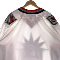 CCM シーシーエム Newyork Rangers ニューヨーク レンジャース NHL ホッケーシャツ 七分丈 ラグランスリーブ ホワイト ネイビー レッド カナダ製 Size L 福生店