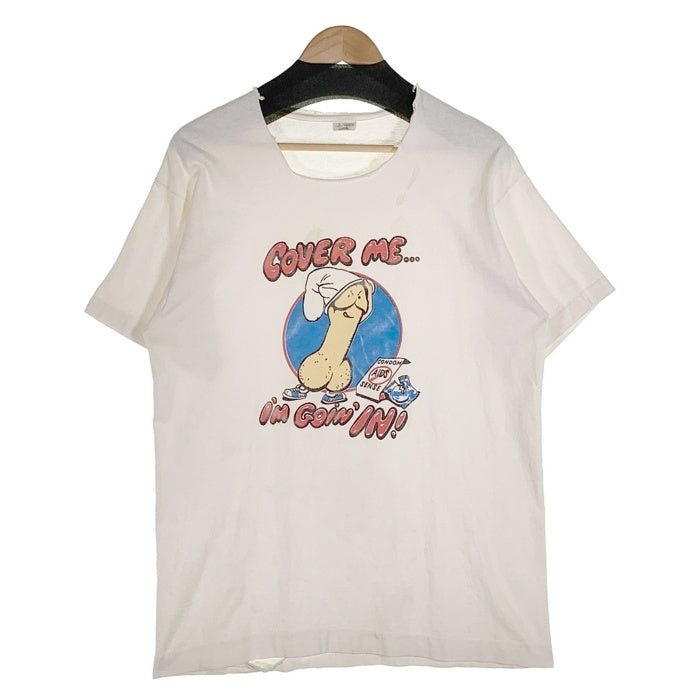 80's~ プリント Tシャツ COVER ME ホワイト フルーツオブザルーム Size L 福生店
