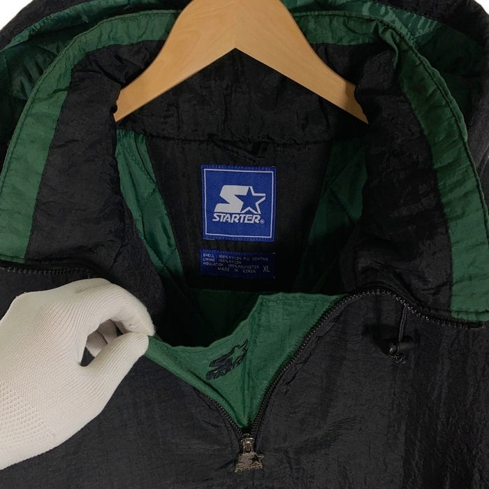 90's STARTER スターター マイアミハリケーンズ 大学 ナイロン プルオーバーパーカー 中綿 ブラック 韓国製 Size XL 福生店