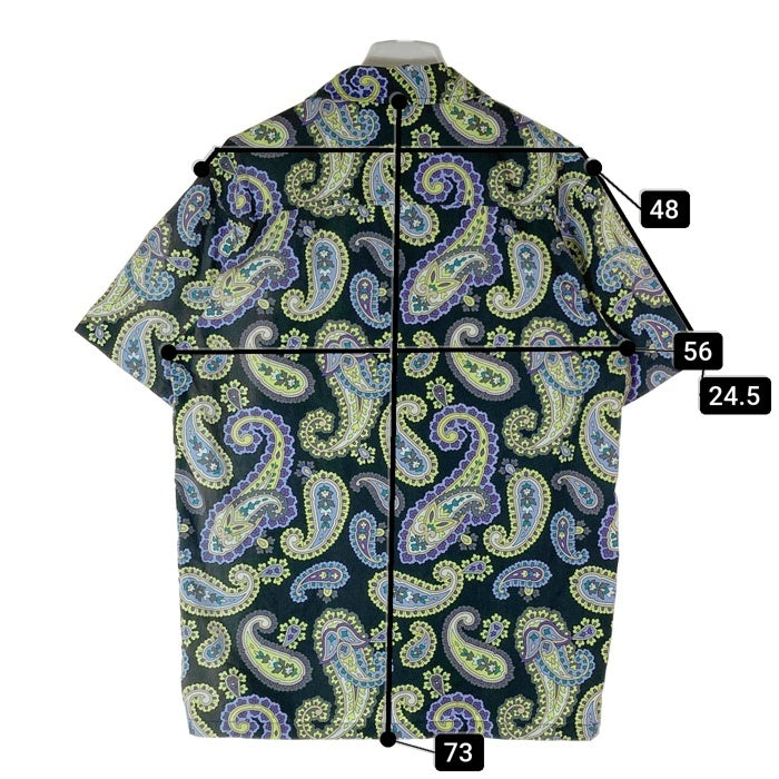 HUF ハフ ペイズリー オープンカラー 半袖シャツ ブラック×グリーン×パープル sizeM 瑞穂店