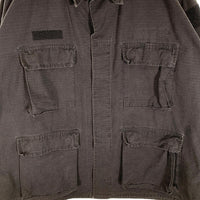 U.S.ARMY 米軍 COMBAT COAT リップストップ ミリタリージャケット シャツ ブラック USA製 8415-01-084-1748 Size L-R 福生店