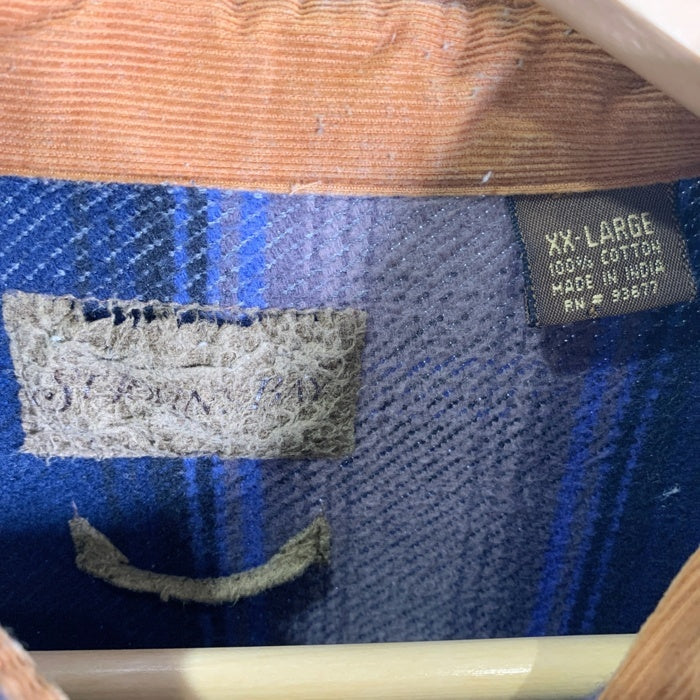 00's ST JOHN'S BAY セントジョーンズベイ フランネル オンブレチェックシャツ シャドー ブルー インド製 Size XXL 福生店