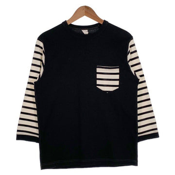 FREEWHEELERS フリーホイーラーズ POWER WEAR 七分袖 ポケットTシャツ ボーダー ブラック Size M 福生店