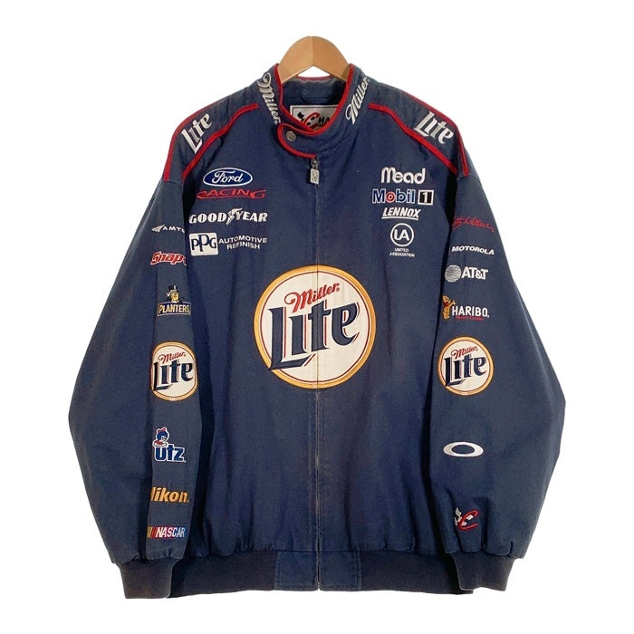 MILLER LITE ミラーライト NASCAR ナスカー ジップアップ レーシング ジャケット ネイビー Size XL 福生店