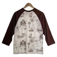 CORE FIGHTER コアファイター ラグランスリーブ 七分袖カットソー マルチプリント ホワイト ブラウン Size M 福生店
