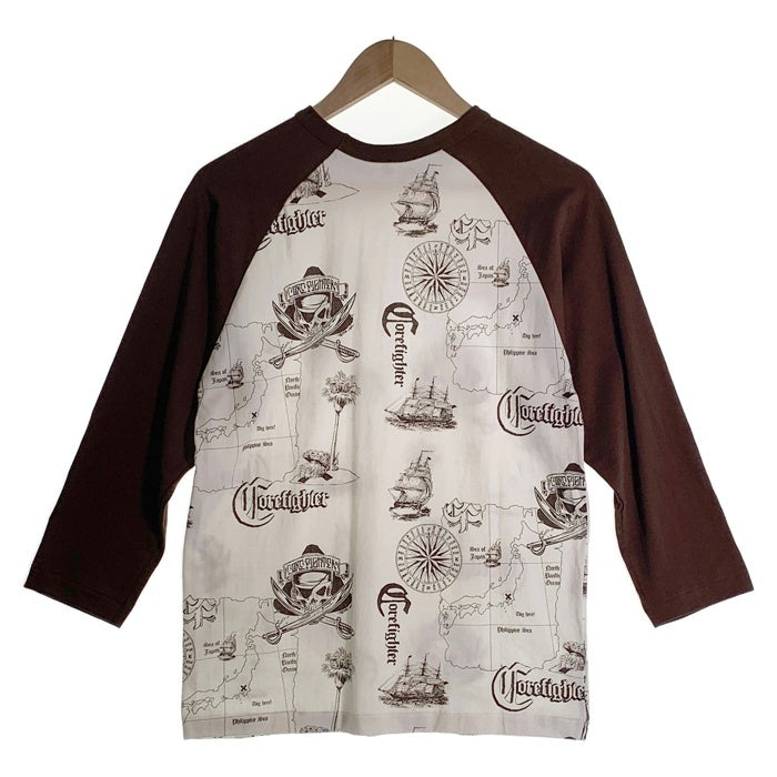 CORE FIGHTER コアファイター ラグランスリーブ 七分袖カットソー マルチプリント ホワイト ブラウン Size M 福生店