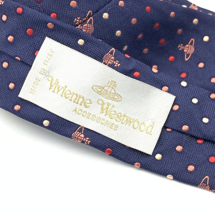 Vivienne Westwood ヴィヴィアンウエストウッド オーブ ドット シルクネクタイ ネイビー 福生店