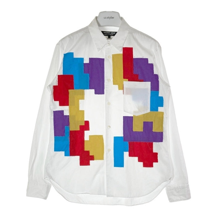 COMME des GARCONS HOMME DEUX コムデギャルソンオムドゥ DM-B034 AD2023 パッチワーク オックスフォードシャツ ホワイト sizeS 瑞穂店