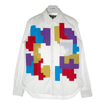 COMME des GARCONS HOMME DEUX コムデギャルソンオムドゥ DM-B034 AD2023 パッチワーク オックスフォードシャツ ホワイト sizeS 瑞穂店