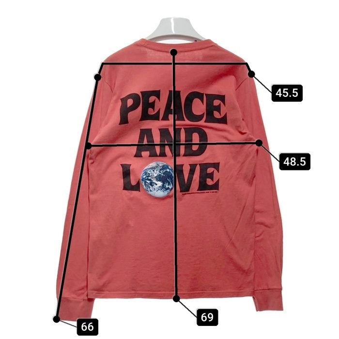 STUSSY ステューシー PEACE AND LOVE プリントロングＴシャツ レッド sizeM 瑞穂店