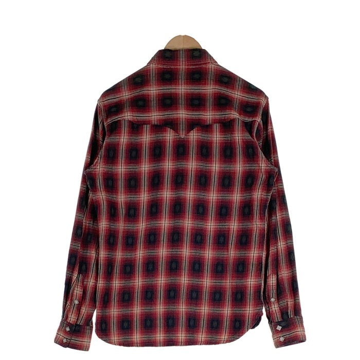 THE FLAT HEAD フラットヘッド 長袖 オンブレチェック ウエスタンシャツ ネイティブ柄 レッド CW-44W Size 38 福生店