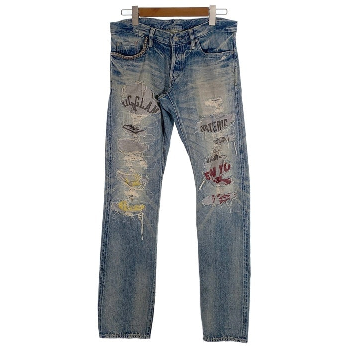 HYSTERIC GLAMOUR ヒステリックグラマー USED加工 スタッズ スキニー デニムパンツ ライトブルー 0204AP06 Size 32 福生店