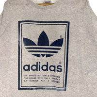 80's adidas アディダス ロゴプリント Tシャツ 両面 グレー 万国旗タグ USA製 Size L 福生店