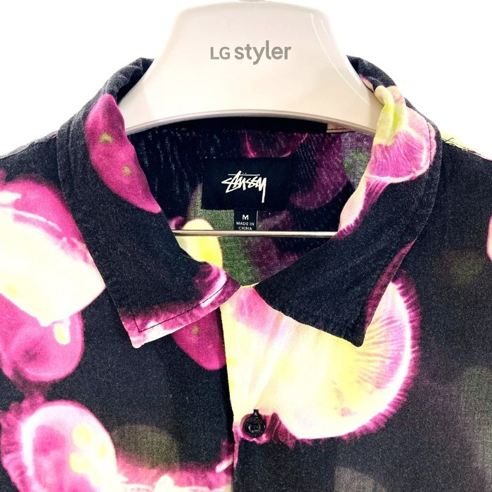 STUSSY ステューシー JELLY FISH PRINTED SHIRT クラゲプリント オープンカラーシャツ ブラック sizeM 瑞穂店