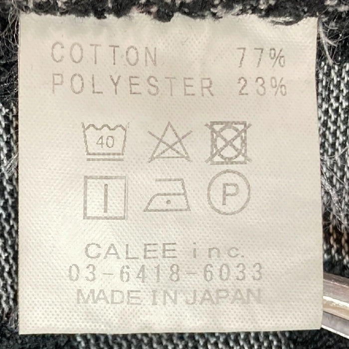 CALEE キャリー パイル 市松模様 オープンカラー 半袖シャツ ブラック sizeL 瑞穂店