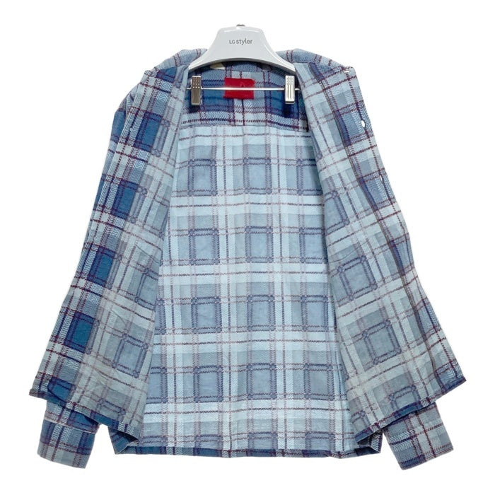 70's Sears シアーズ プリントネル チェックシャツ ブルー Size M 相当 瑞穂店
