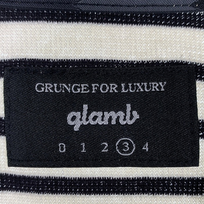 glamb グラム コットン ヘンリーネック ボーダーカットソー ロングスリーブ ホワイト ブラック GB0319/CS05 Size 3 福生店