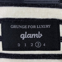 glamb グラム コットン ヘンリーネック ボーダーカットソー ロングスリーブ ホワイト ブラック GB0319/CS05 Size 3 福生店