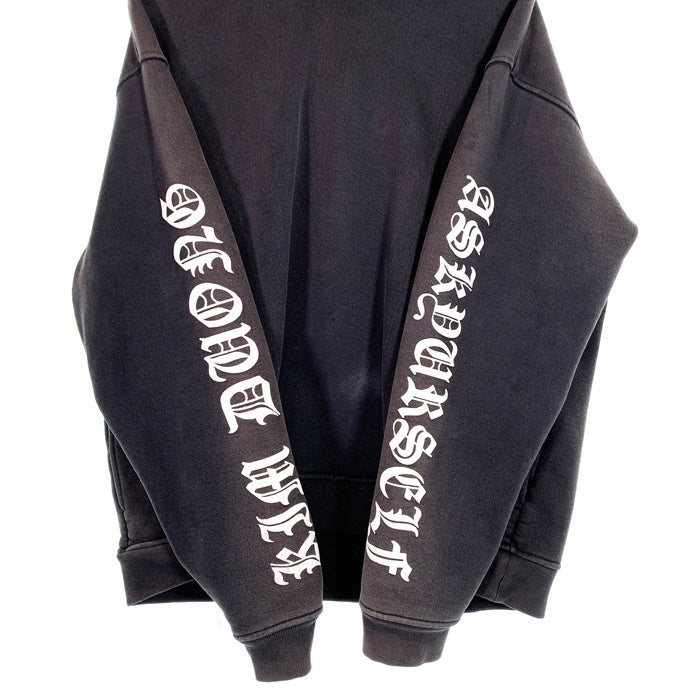 ASKYURSELF アスクユアセルフ 袖プリント プルオーバー フーディー パーカー ブラック Size S 福生店