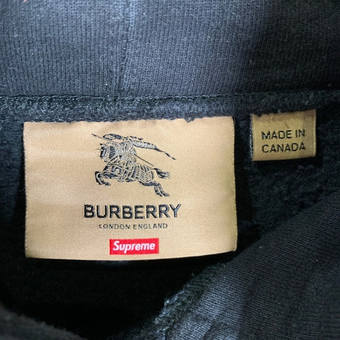 SUPREME シュプリーム BURBERRY バーバリー 22SS Box Logo Hooded Sweatshirt ボックスロゴ プルオーバー フーディー パーカー ブラック カナダ製 Size S 福生店