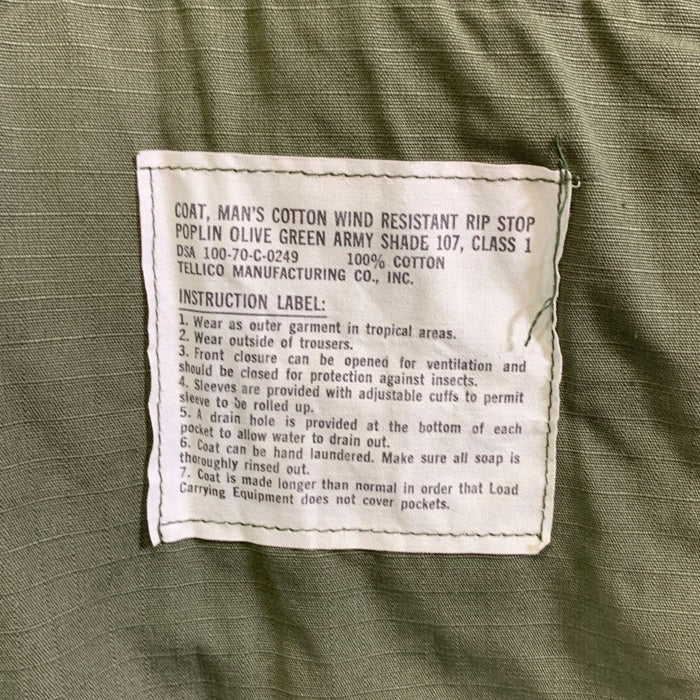 70’s U.S.ARMY 米軍 ジャングルファティーグ ミリタリージャケット オリーブ 8405-935-4707 70年会計 2 Size M-S 福生店