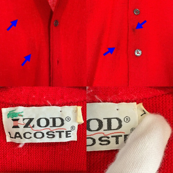 70's LACOSTE ラコステ IZOD アイゾッド アクリル カーディガン レッド Size L 福生店