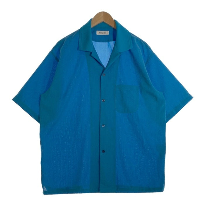 monkey time モンキータイム renu TRO KNIT COLLAR OPEN SHIRT ニットオープンカラー ショートスリーブシャツ ブルー 半袖 8316-144-0320 Size XL 福生店
