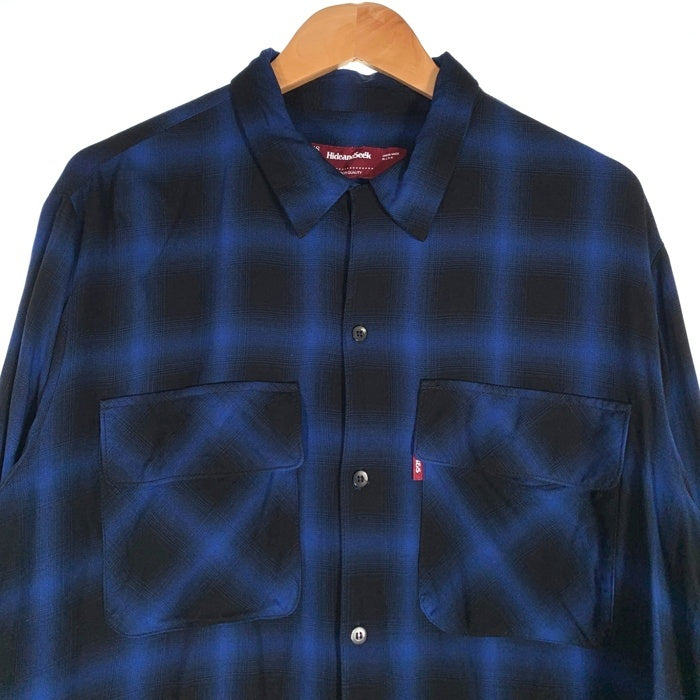 Hide and Seek ハイドアンドシーク レーヨン オンブレチェックシャツ 長袖 ブルー HS-020223 Size M 福生店