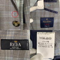 Brooks Brothers ブルックスブラザーズ ウール チェック柄 2B テーラードジャケット グレー REDA SUPER 110’S イタリア製 ネーム入り 薄手 Size 42R 福生店