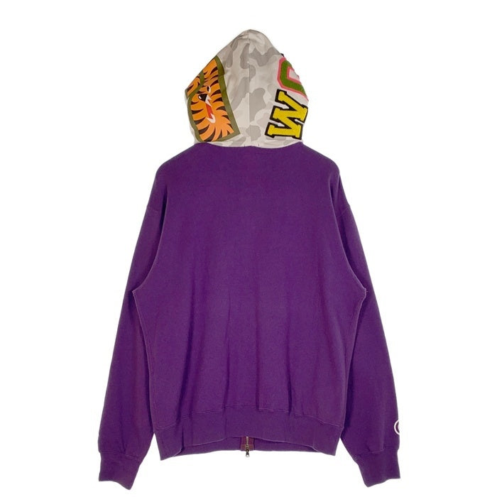 A BATHING APE アベイシングエイプ SHARK HOODIE シャーク フルジップスウェットパーカー パープル ホワイトカモ 日本製 Size L 福生店