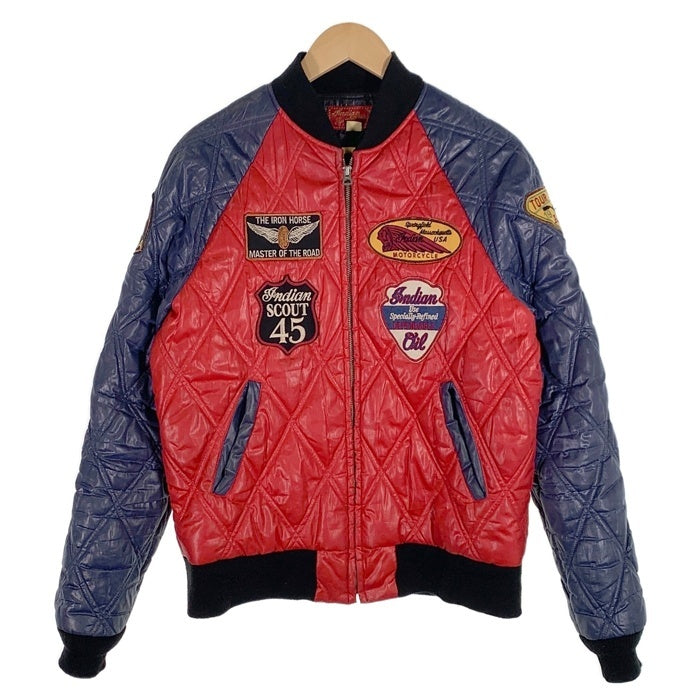 Indian Motorcycle インディアンモーターサイクル キルティング レーシングジャケット ワッペン レッド ネイビー 東洋 IM11470 Size 40 福生店