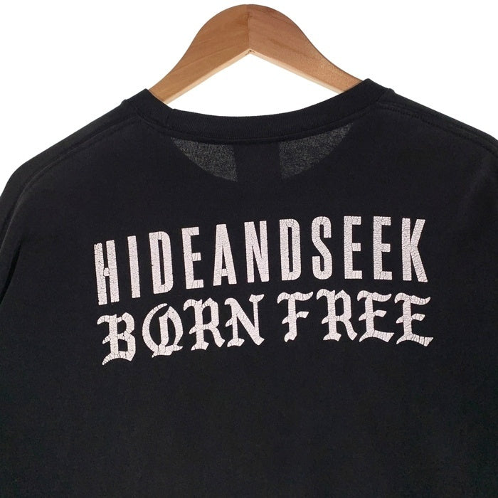 Hide and Seek ハイドアンドシーク 23AW Born Free L/S Tee ヘビーオンス ロゴプリント ロングスリーブTシャツ 長袖 ブラック HT-091023 Size XL 相当 福生店