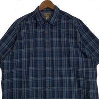 L.L.Bean エルエルビーン シアサッカーチェックシャツ 半袖 ポリエステル フィッシング ネイビー Size L 福生店