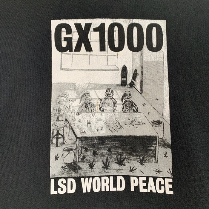 GX1000 ジーエックスセン LSD WORLD PEACE Hooded Sweatshirt プルオーバースウェットパーカー フーディ ブラック Size L 福生店