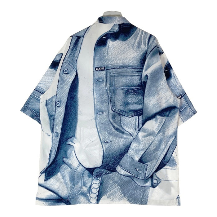 KARL KANI カールカナイ 総柄 オープンカラーシャツ ホワイト×ネイビー sizeL 瑞穂店