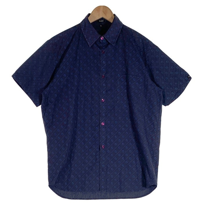 90's freshjive フレッシュジャイブ モノグラム ショートスリーブシャツ ポリコットン 半袖 ネイビー USA製 Size M 福生店