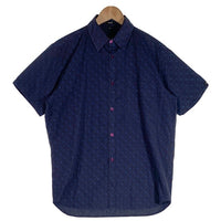 90's freshjive フレッシュジャイブ モノグラム ショートスリーブシャツ ポリコットン 半袖 ネイビー USA製 Size M 福生店
