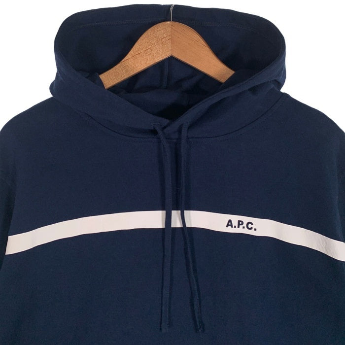A.P.C. アーペーセー プルオーバースウェットパーカー ネイビー ボーダープリント Size XL 福生店